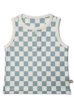 Goumi Big Kid Tank Cabana Blue White Checkered Size 8/9Y Bamboo